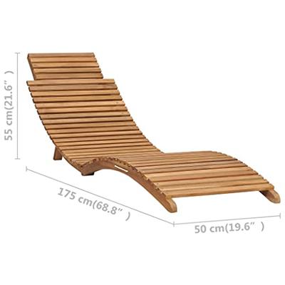 Ligbed met inklapbare tafel massief teakhout - thumbnail