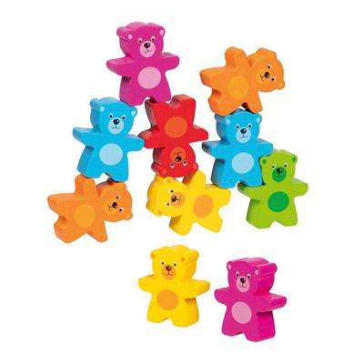 Goki houten kleuren beren stapelspel, 9dlg. Goki houten kleuren beren stapelspel, 9dlg.