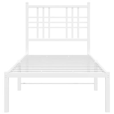 Bedframe met hoofdbord zonder matras metaal wit 75x190 cm Bedframe met hoofdbord zonder matras metaal wit 75x190 cm