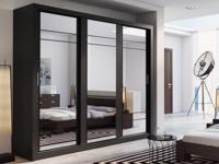 Kast ARTURO 3 schuifdeuren zwart met spiegel - thumbnail