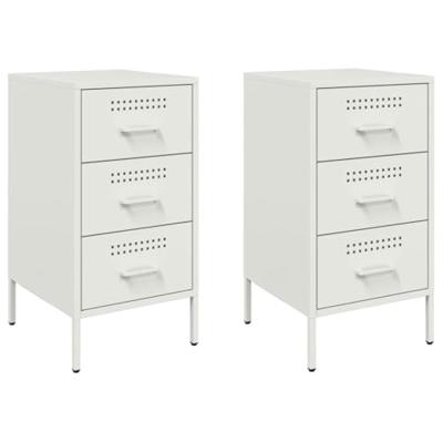 Nachtkastjes 2 st 36x39x68 cm koudgewalst staal wit