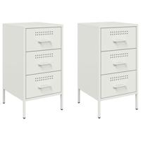 Nachtkastjes 2 st 36x39x68 cm koudgewalst staal wit - thumbnail