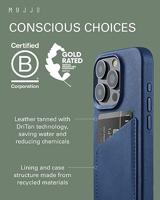 Mujjo Leather Wallet Case iPhone 15 Pro blauw - thumbnail