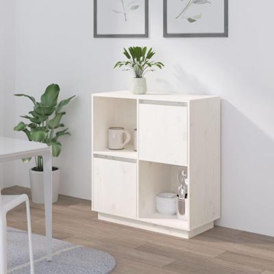 Dressoir 74x35x80 cm massief grenenhout wit