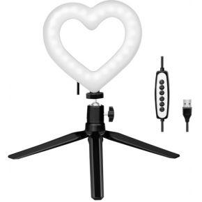 LogiLink Ring Light Heart Lichtstatief Energielabel E (A - G) Geïntegreerd statief, Kogelkop