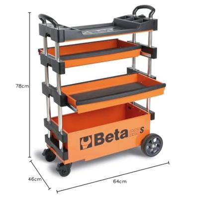 Beta C27S - Oranje Inklapbare Mobiele gereedschapswagen | 2 laden - 027000201