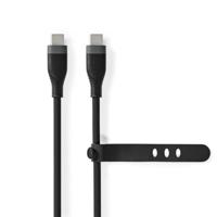 Nedis USB-Kabel | USB 2.0 | USB-C Male | USB-C Male | 60 W | 480 Mbps | Vernikkeld | 1.50 m | Rond | Silicone | Zwart | Doos - CCGB60820BK15 - thumbnail