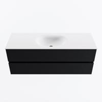 MONDIAZ VICA 130cm badmeubel onderkast Urban 2 lades. Wastafel MOON midden 1 kraangat, kleur Talc. - thumbnail