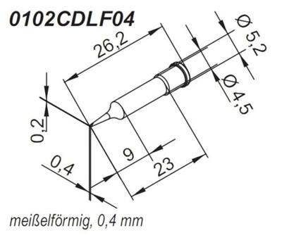 Ersa 0102CDLF04 Soldeerpunt Beitelvorm, recht Grootte soldeerpunt 0.40 mm Inhoud: 1 stuk(s)