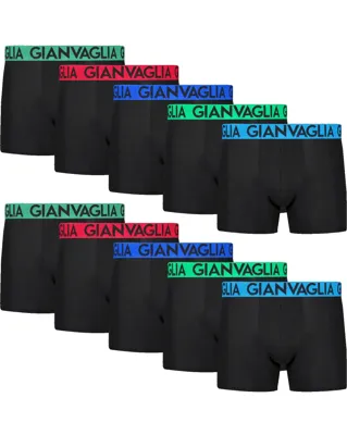 Gianvaglia 10-pack Heren boxershort Katoen - Zwarte heren onderbroeken - Multipack voordeelverpakking