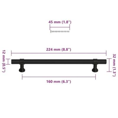 VidaXL Handvatten 10 st 160 mm roestvrij staal zwart VidaXL Handvatten 10 st 160 mm roestvrij staal zwart