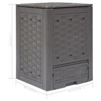 Compostbak 300 L 60x60x83 cm kunststof rattan bruin - thumbnail