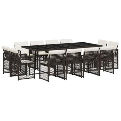 13-delige Tuinset met kussens poly rattan bruin