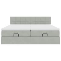 Ottoman bed met matrassen en LED's 180x200cm fluweel lichtgrijs - thumbnail