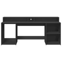 Bureau met LED-verlichting 200x55x91 cm bewerkt hout zwart - thumbnail