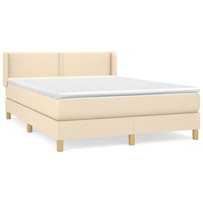 Boxspring met matras stof crèmekleurig 140x200 cm