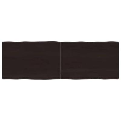 Tafelblad natuurlijke rand 180x60x(2-6)cm eikenhout donkerbruin