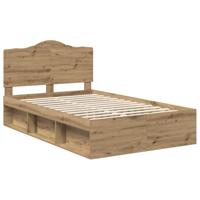 Bedframe Ambachtelijk eiken 135 x 190 cm Massief grenenhout - thumbnail