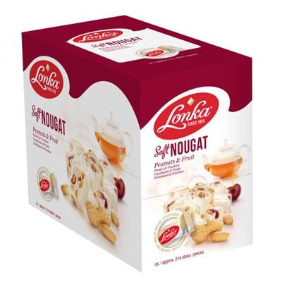Lonka Nougat, per stuk verpakt, 12g, doos van 214 stuks, pinda vrucht