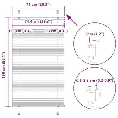Pliss rolgordijn 75x150 cm stofbreedte 74,4 cm polyester wit