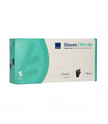 Abena poedervrije nitrile handschoenen maat small 100 stuks zwart