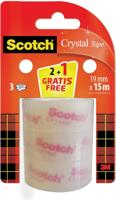 Scotch Crystal tape, 19 mm x 15 m,2 rollen + 1 gratis - thumbnail