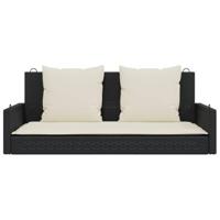 Schommelbank met kussens 119x56x48 cm poly rattan zwart - thumbnail