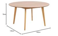 Bendt Ronde Eettafel 'Torkil' 140cm, kleur eiken naturel - thumbnail