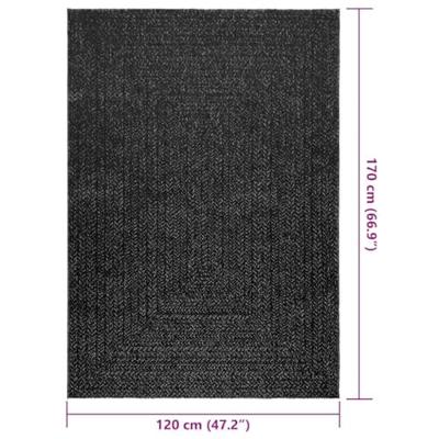 VidaXL Vloerkleed zizur binnen en buiten 120x170cm jute look antraciet