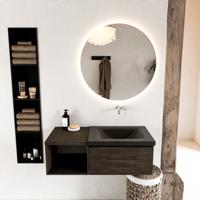 MONDIAZ BUKLA 100cm badmeubel met open module 40 kleur Dark Brown met 1 lade. Wastafel CLOUD rechts 0 kraangaten kleur Urban. - thumbnail