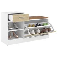 VidaXL Schoenenbank 94,5x31x57 cm bewerkt hout wit sonoma eikenkleurig - thumbnail
