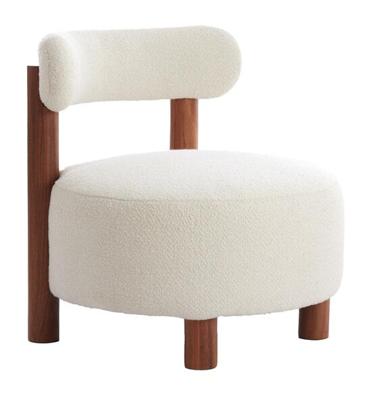 Light & Living Fauteuil 'Ferentino' Acaciahout en Bouclé, kleur Crème