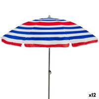 Strandparasol Aktive Blauw Rood Multicolour Zilverkleurig Ø 160 cm 160 x 167 x 160 cm (12 Stuks) - thumbnail