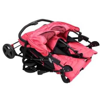 VidaXL Tweelingkinderwagen staal rood - thumbnail