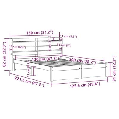 Bedframe met hoofdbord massief grenenhout 120x200 cm