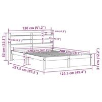 Bedframe met hoofdbord massief grenenhout 120x200 cm - thumbnail