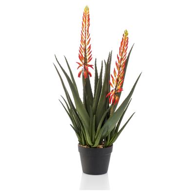 Emerald kunstplant in pot aloe met 2 bloemen 80 cm