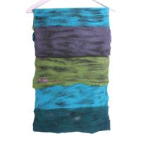 Gevilte Gestreepte Sjaal (Groen/Petrol/Grijs) - thumbnail