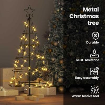 Kerst Cone Boom met standaard Zwart 90 cm Staal