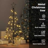 Kerst Cone Boom met standaard Zwart 90 cm Staal - thumbnail