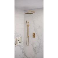 Regendoucheset Inbouw Brauer Gold Edition Thermostatisch 30 cm met 3-Weg Omstelling, Gebogen Wandarm, Glijstang en Staaf Handdouche Geborsteld Goud - thumbnail