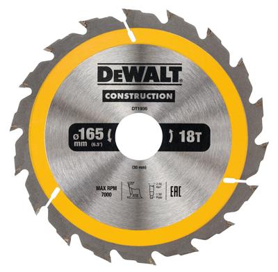 DeWalt Accessoires | Cirkelzaagblad | 165x30x18t - DT1936-QZ DeWalt Accessoires | Cirkelzaagblad | 165x30x18t - DT1936-QZ