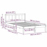 Bedframe Bruin 135 x 190 cm Massief grenenhout - thumbnail