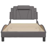 Bedframe met LED-verlichting kunstleer grijs 100x200 cm - thumbnail