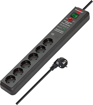 Brennenstuhl 1159540376 - Secure-Tec stekkerdoos met overspanningsbeveiliging en akoestisch signaal,1 Stuk,Meerkleuren