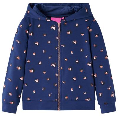 Kindervest met capuchon stippenprint 104 marineblauw Kindervest met capuchon stippenprint 104 marineblauw