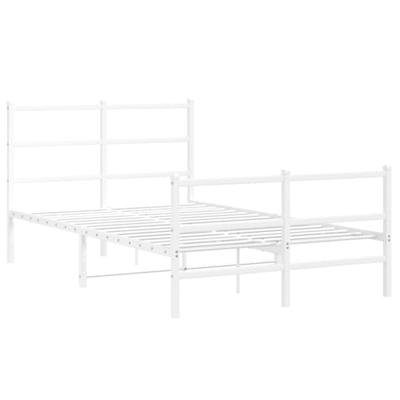 Bedframe met hoofd- en voeteneinde metaal wit 120x200 cm - thumbnail