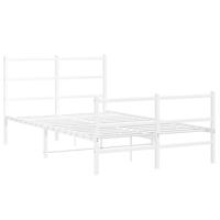 Bedframe met hoofd- en voeteneinde metaal wit 120x200 cm - thumbnail