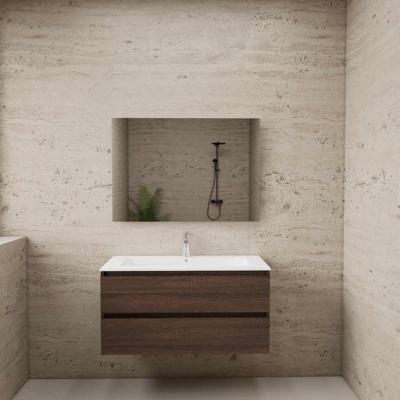 ACTIE BWS Badmeubel | Paris | Sonoma Choco 100 cm | Mat Wit Wastafel | 1 of 2 Kraangaten