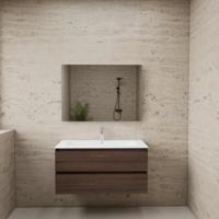 ACTIE BWS Badmeubel | Paris | Sonoma Choco 100 cm | Mat Wit Wastafel | 1 of 2 Kraangaten - thumbnail